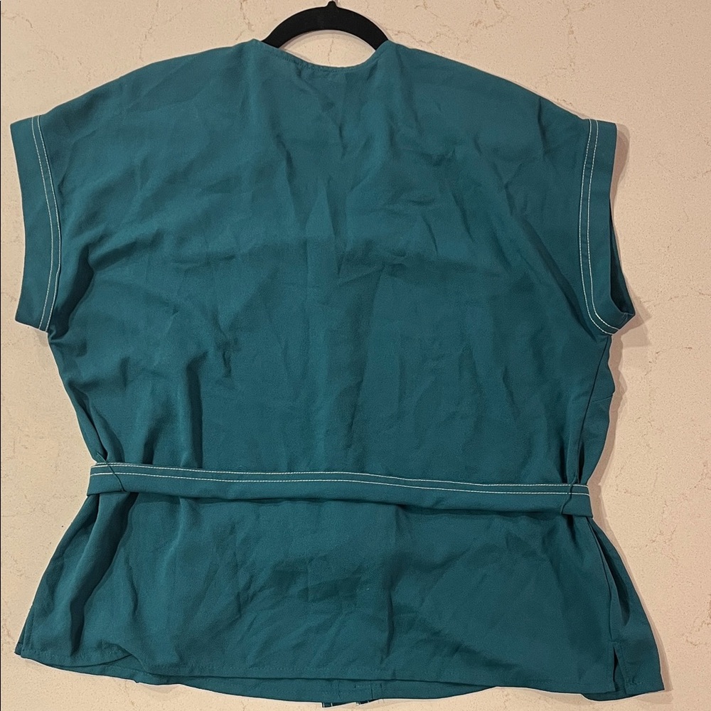 1. State Teal Wrap Blouse with Tie Detail - Picture 3 of 5